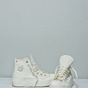Chic High-Top Sneakers with Heart Accents